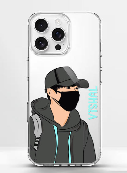 Masked Boy in Hoodie Printed Clear Silicone Back Cover