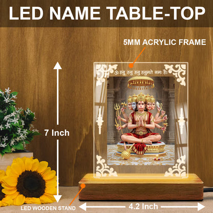 Buy Online Fashionury Acrylic Spiritual Lamp Shree Panchmukhi Hanuman Ji Acrylic Led Lamp - Wooden Stand-D1