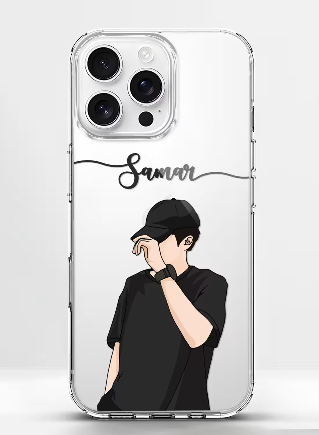 Aesthetic Boy in Cap Printed Clear Silicone Back Cover