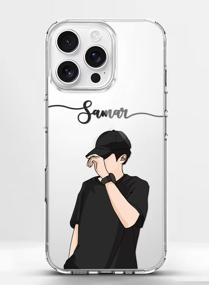 Aesthetic Boy in Cap Printed Clear Silicone Back Cover