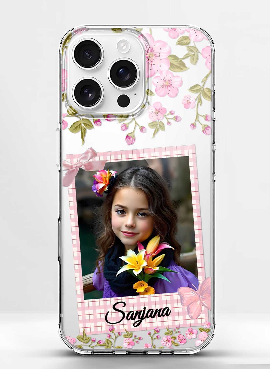 Floral Picture Photo Printed Clear Silicone Back Cover
