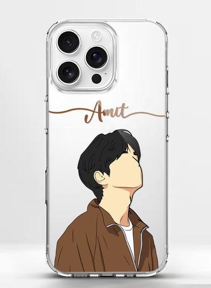 Man in Brown Jacket Printed Clear Silicone Back Cover