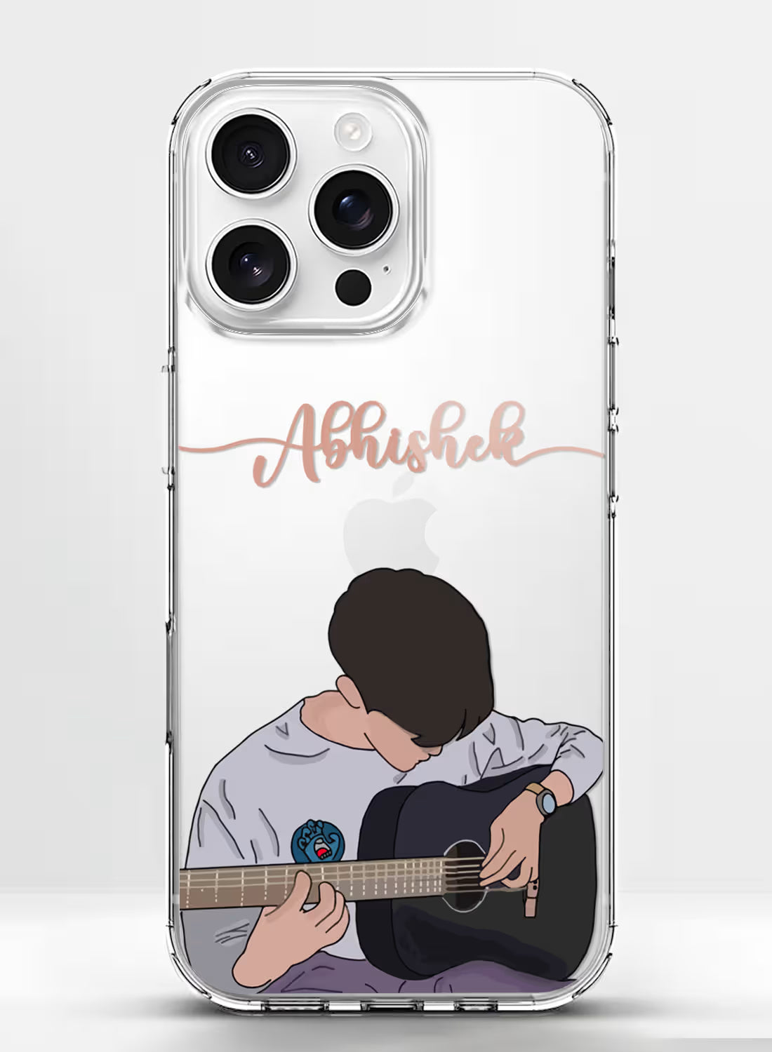 Acoustic Guitar Boy Printed Clear Silicone Back Cover