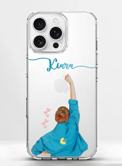 Blue Denim Jacket Girl Printed Clear Silicone Back Cover