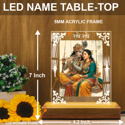 Buy Online Fashionury Acrylic Spiritual Lamp Shree Radha-Krishna Acrylic Led Lamp - Wooden Stand D2
