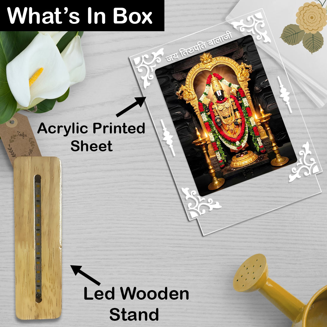 Buy Online Fashionury Acrylic Spiritual Lamp Tirupati Balaji Acrylic Led Lamp - Wooden Stand D1