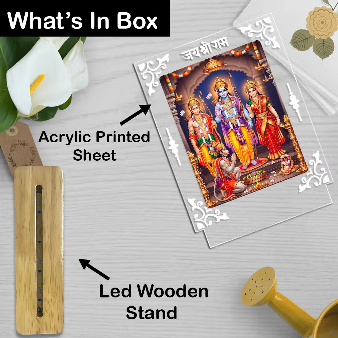 Buy Online Fashionury Acrylic Spiritual Lamp Shree Ram Acrylic Led Lamp - Wooden Stand D1