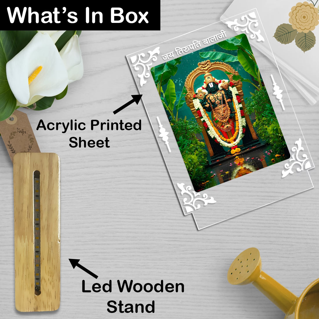 Buy Online Fashionury Acrylic Spiritual Lamp Lord Venkateshwara Acrylic Led Lamp - Wooden Stand D2