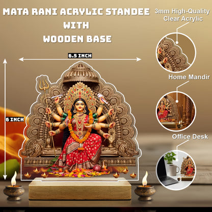 Buy Online Fashionury Acrylic Spiritual tabletop Maa Durga's 3D Acrylic frame - Wooden Stand-D4