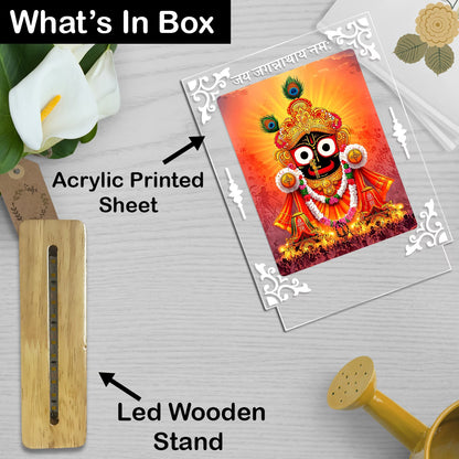Buy Online Fashionury Acrylic Spiritual Lamp Jagannath Ji Acrylic Led Lamp - Wooden Stand D1