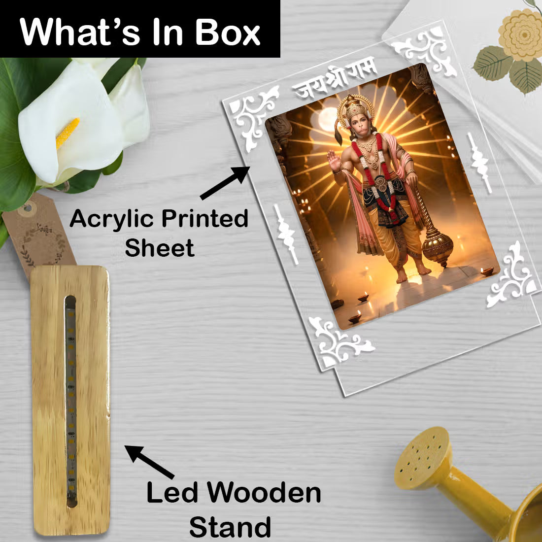 Buy Online Fashionury Acrylic Spiritual Lamp Hanuman Ji Acrylic Led Lamp - Wooden Stand-D1