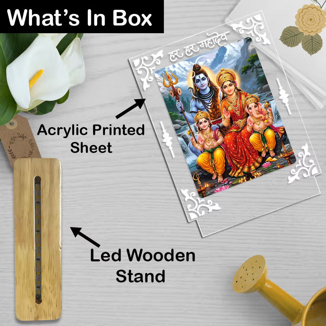 Buy Online Fashionury Acrylic Spiritual Lamp Shiv Parivar Acrylic Led Lamp - Wooden Stand-D1