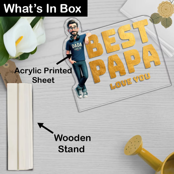 Best Papa Love You Caricature Acrylic Plaque