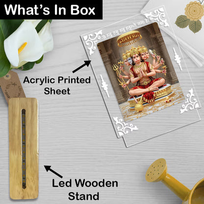 Buy Online Fashionury Acrylic Spiritual Lamp Shree Panchmukhi Hanuman Ji Acrylic Led Lamp - Wooden Stand-D1
