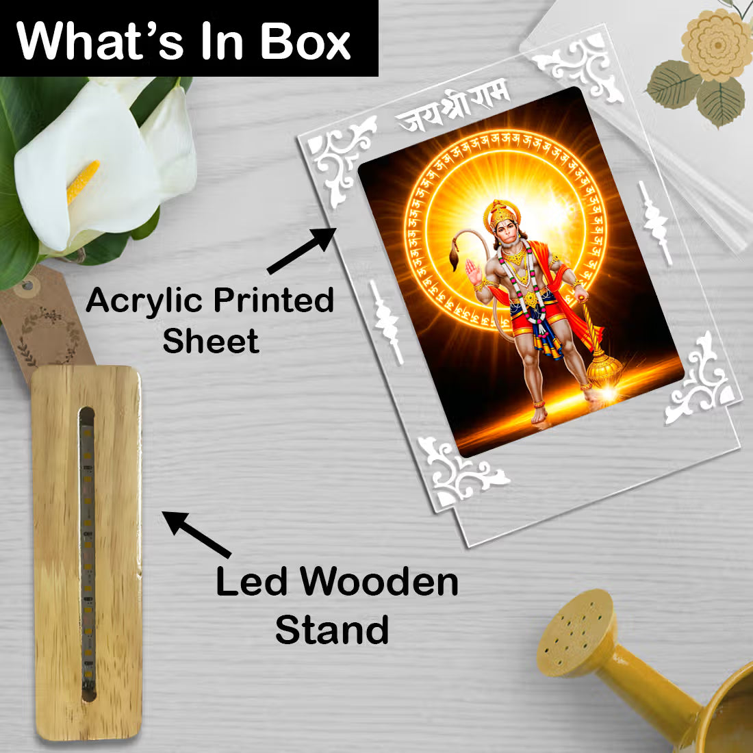 Buy Online Fashionury Acrylic Spiritual Lamp Hanuman Ji Acrylic Led Lamp - Wooden Stand-D3