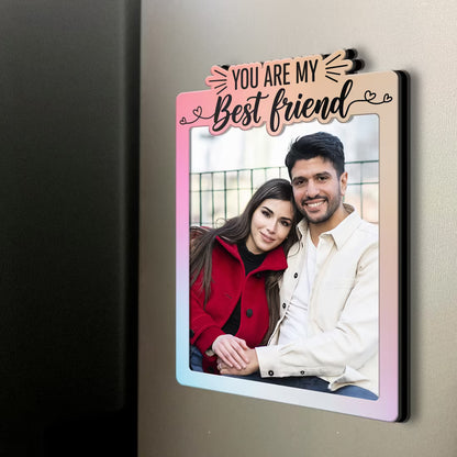 You Are My Best Friend wooden fridge magnet with custom photo and pastel design