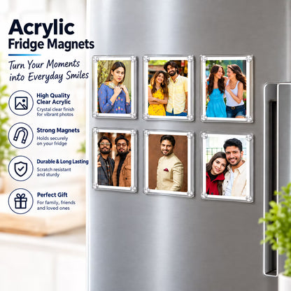 Polaroid acrylic photo fridge magnet set of 6 with insert photos and silver screw corners – Fashionury