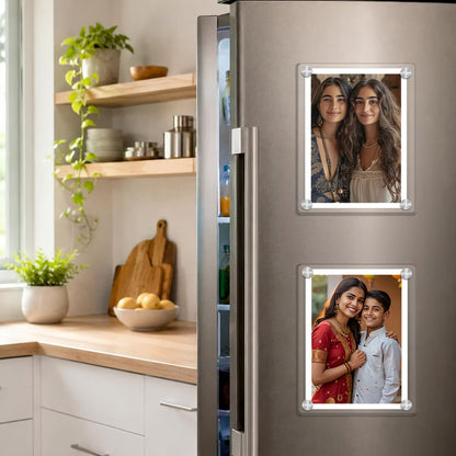 Polaroid acrylic photo fridge magnet set of 6 with insert photos and silver screw corners – Fashionury