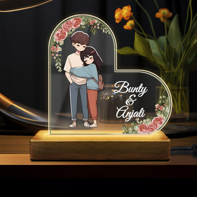 Acrylic Couple's Name LED Lamp - Heart Shaped