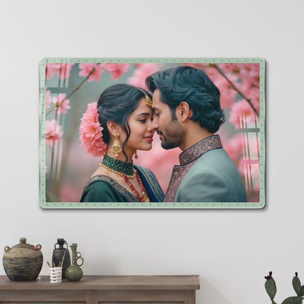 Mint Dotted Border Landscape Acrylic Photo Wall Frame