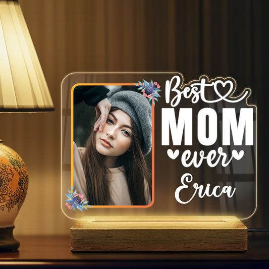 Personalized Best Ever Acrylic LED Lamp Wooden Base | Fashionury
