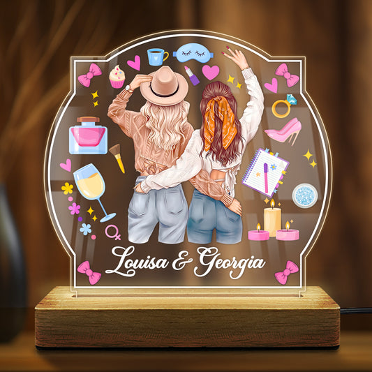 Buy Unique acrylic name lamp with LED wooden base – customized lamp gift for bestie or friend Online 