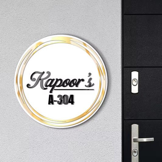 Acrylic Custom Premium Name Plate- White Golden