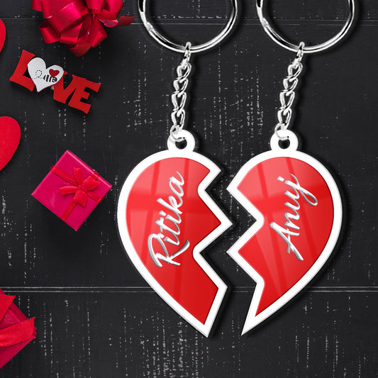 Acrylic Premium Custom Couple Keychain - White Broken Heart