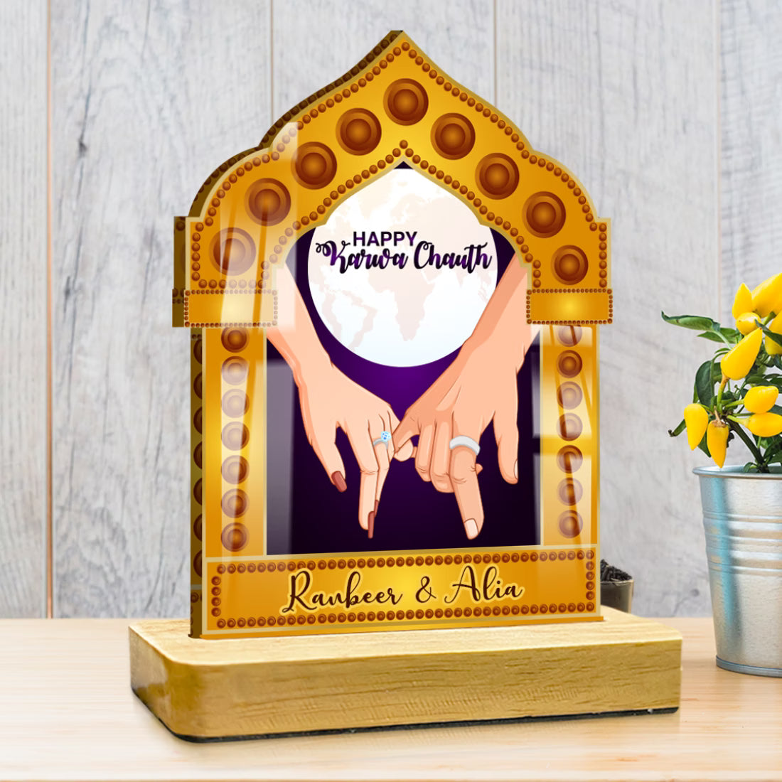 Custom Karwa Chauth Acrylic Standee with Names