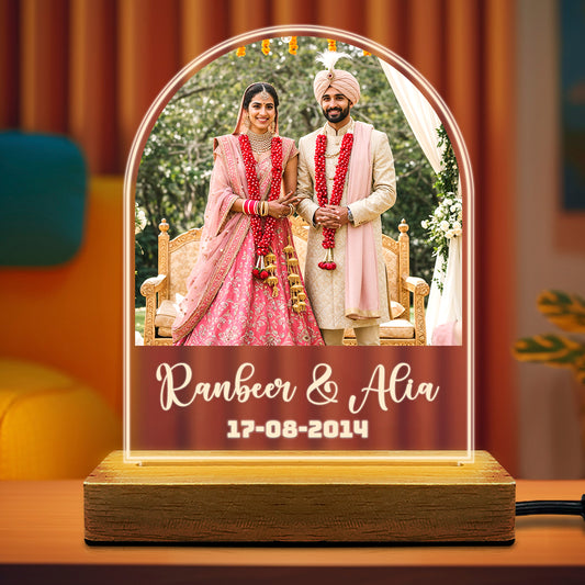 Acrylic Customized LED Photo Frame with Text Date Perfect Gift for Couple - Fashionury