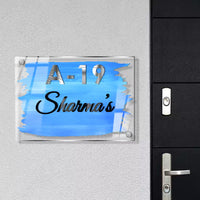 Acrylic Custom Premium Name Plate- Blue Splash