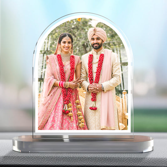 Personalized acrylic car photo frame – modern dashboard decor with custom photo Buy Online