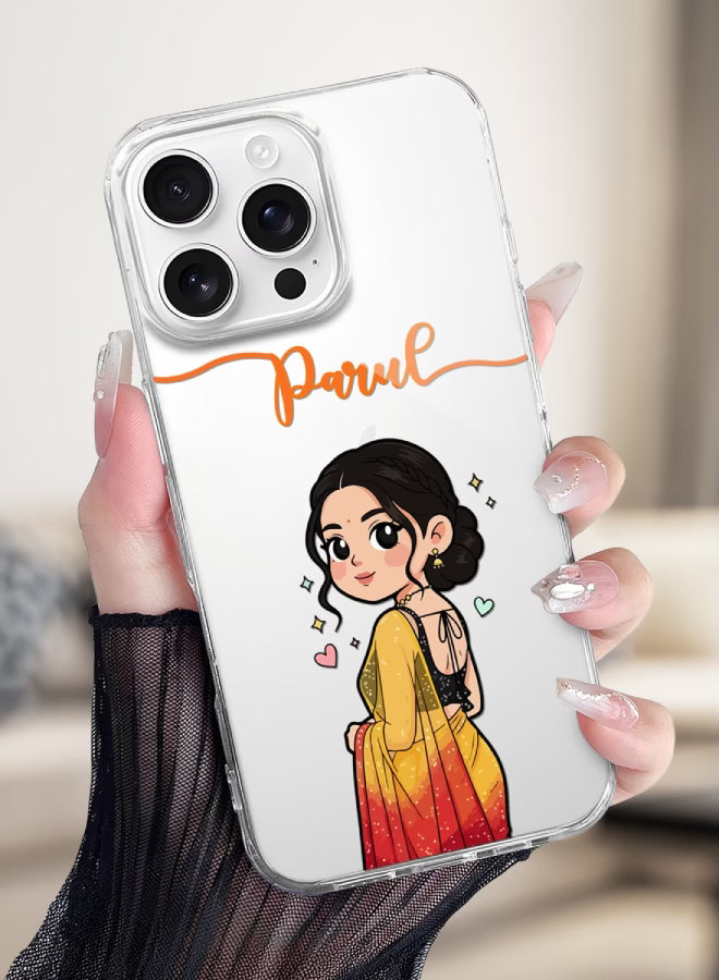Cute Saree Girl Printed Clear Silicone Back Cover