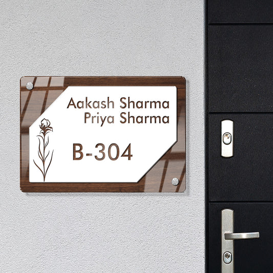 Buy Online Wooden Texture Acrylic Home Door Plate – Customized Name Board with Natural Wood Look for House Wall