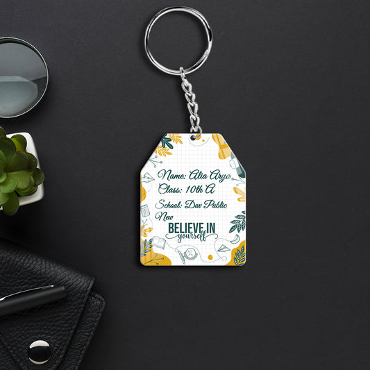 Buy Personalized acrylic keychain – school-themed design with custom name print
