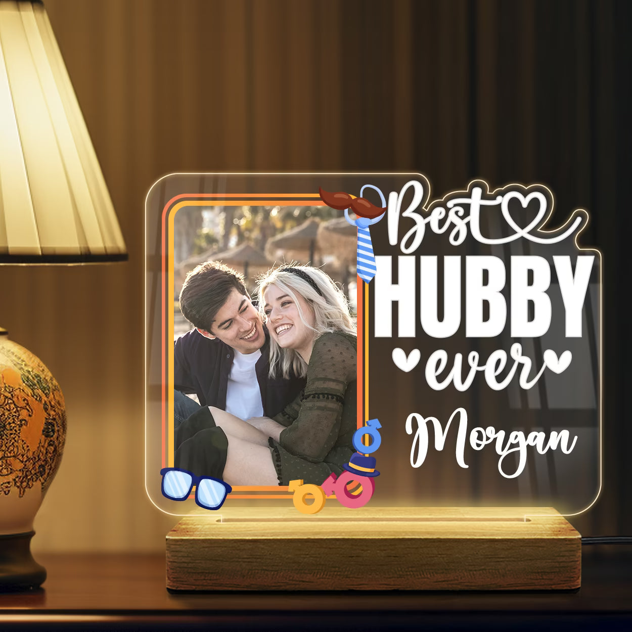 Personalized Best Ever Acrylic LED Lamp Wooden Base | Fashionury