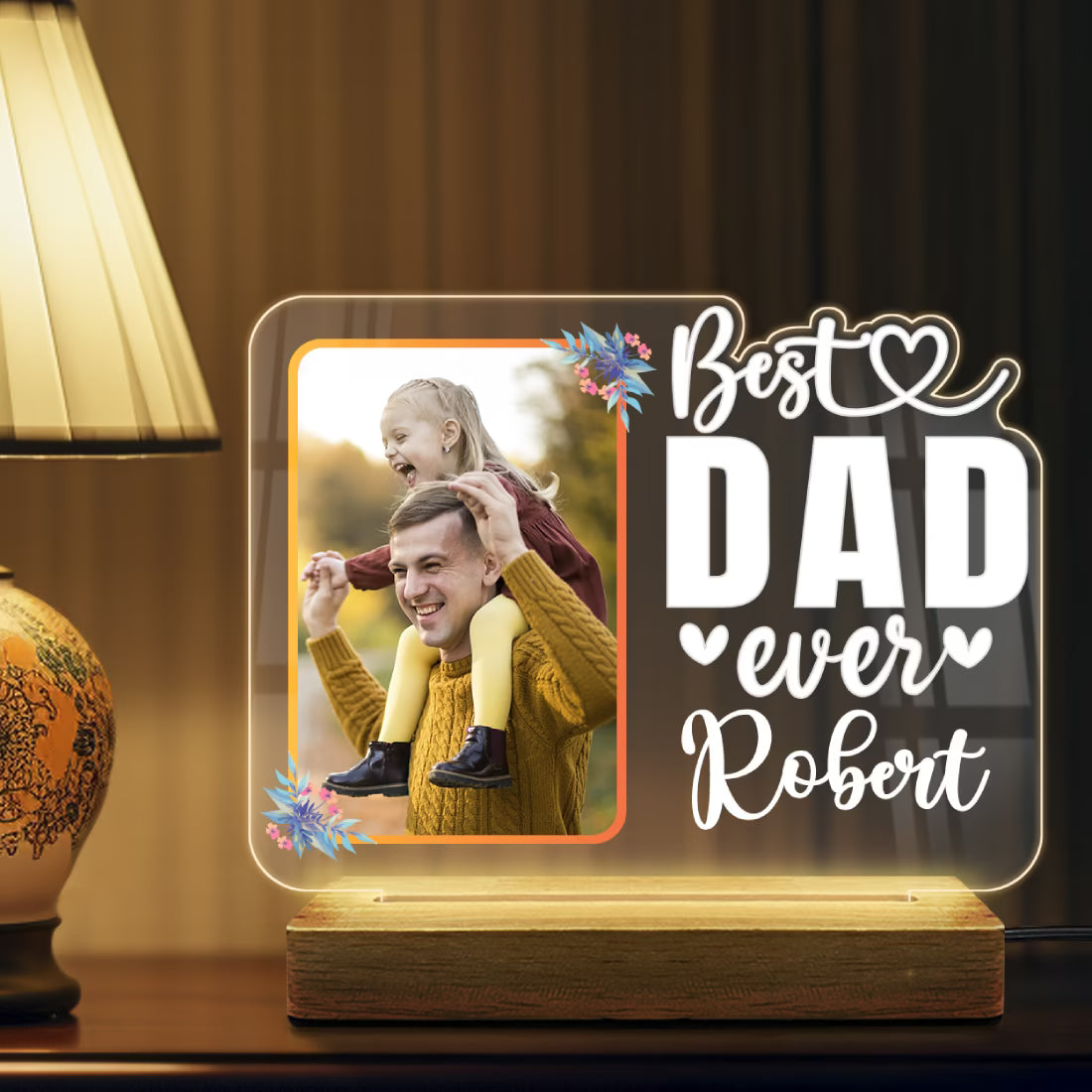 Personalized Best Ever Acrylic LED Lamp Wooden Base | Fashionury