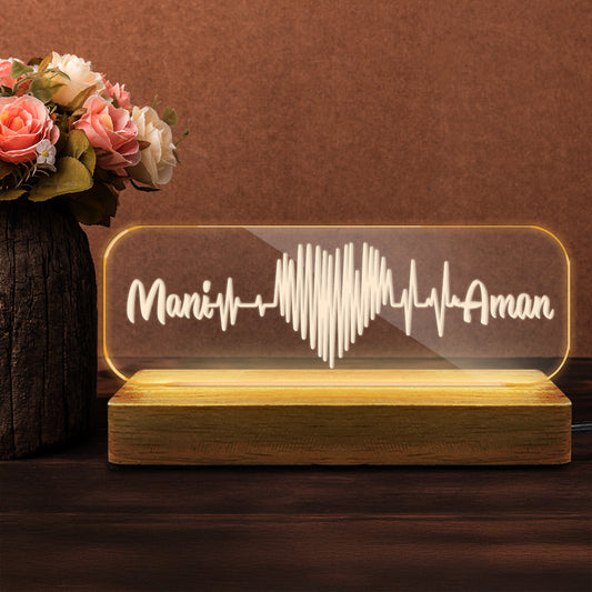 Engraved Name LED Night Lamp – 2 Heart Names