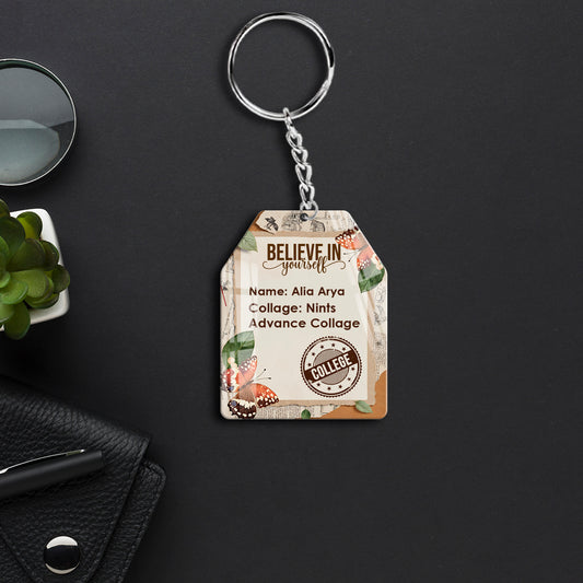 Buy Online Customised acrylic keychain – Collage pattern design for students, teachers, and friends