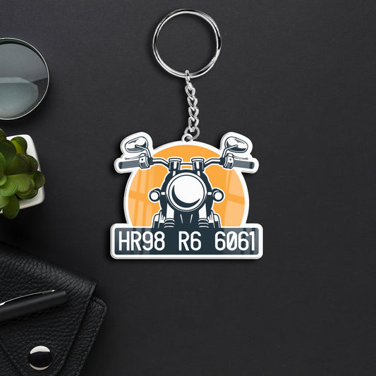 Customised Acrylic Keychain with Vehicle Number - Perfect Gift For Bike Lovers