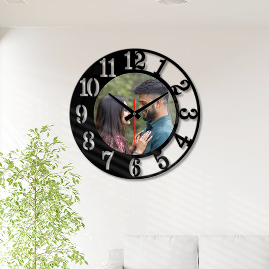 Custom shape acrylic wall photo clock – perfect personalized gift for home or office