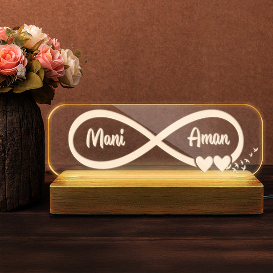 Customized Acrylic Led Lamp in Infinity Sign with Engraved Name Online Buy Fashionury