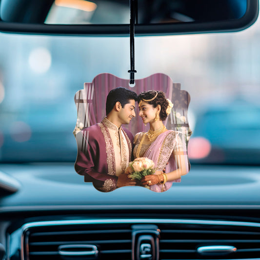 Acrylic personalized photo car hanging – perfect romantic car mirror gift for Car Lover or loved ones