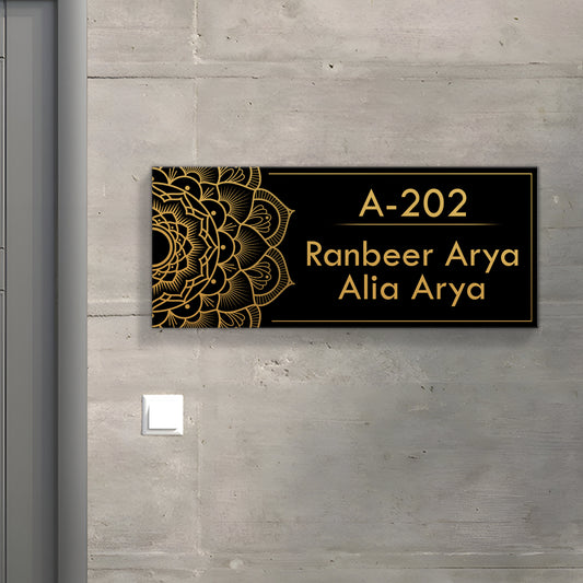 Custom acrylic name plate in Royal Black design – Buy stylish name board for home entrance décor