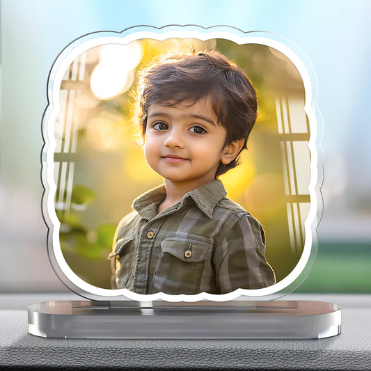 Personalized acrylic dashboard photo frame – elegant car interior decor item