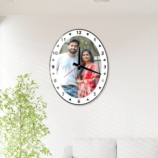 Custom shape acrylic wall photo clock – perfect personalized gift for home or office