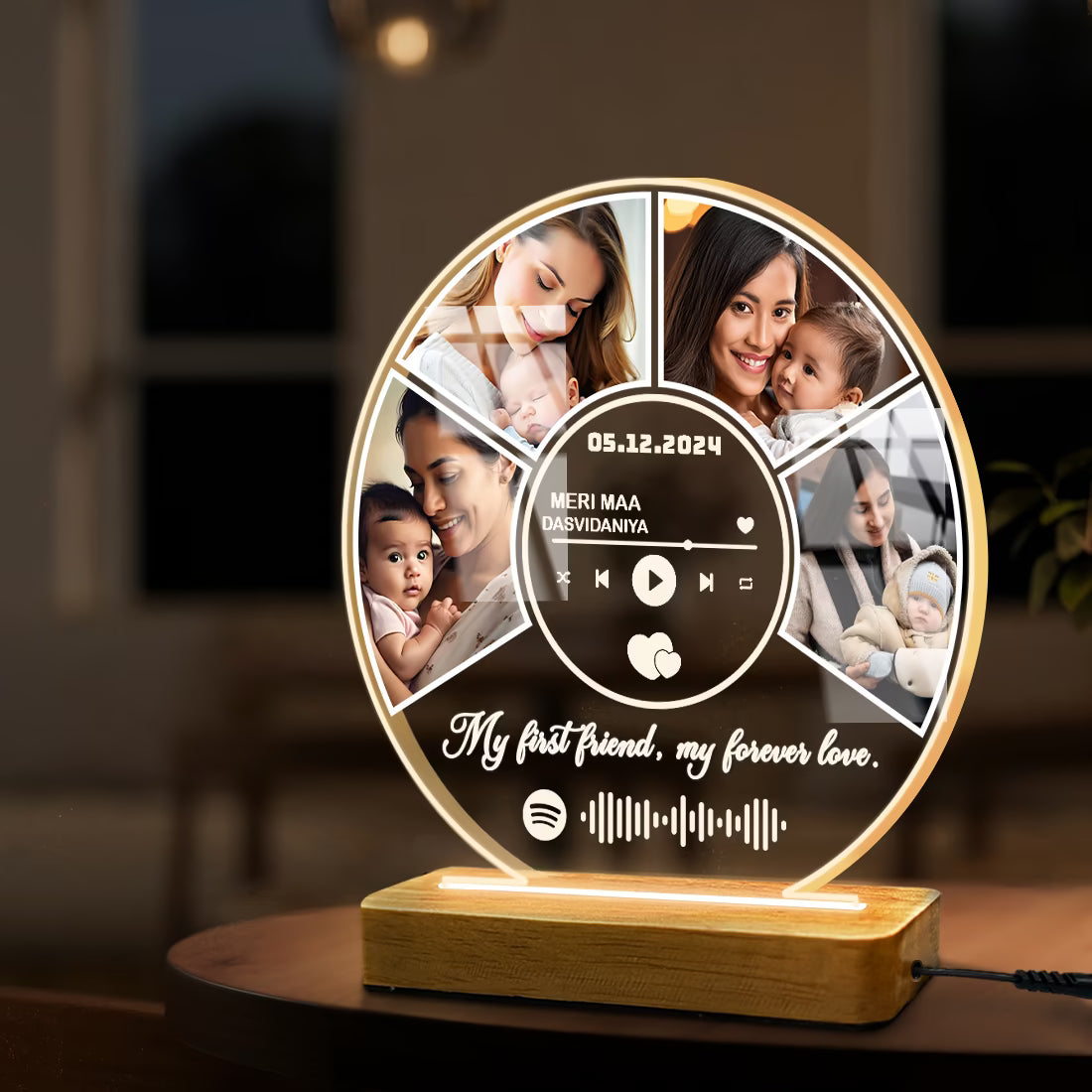 Custom Spotify Round Acrylic LED Lamp | Fashionury