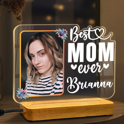 Personalized Best Ever Acrylic LED Lamp Wooden Base | Fashionury
