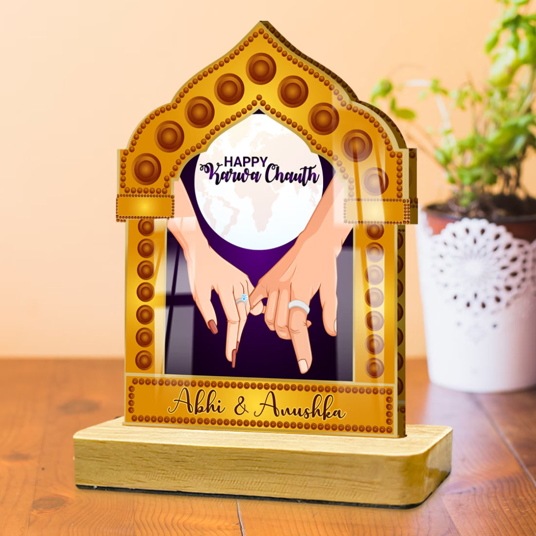 Custom Karwa Chauth Acrylic Standee with Names