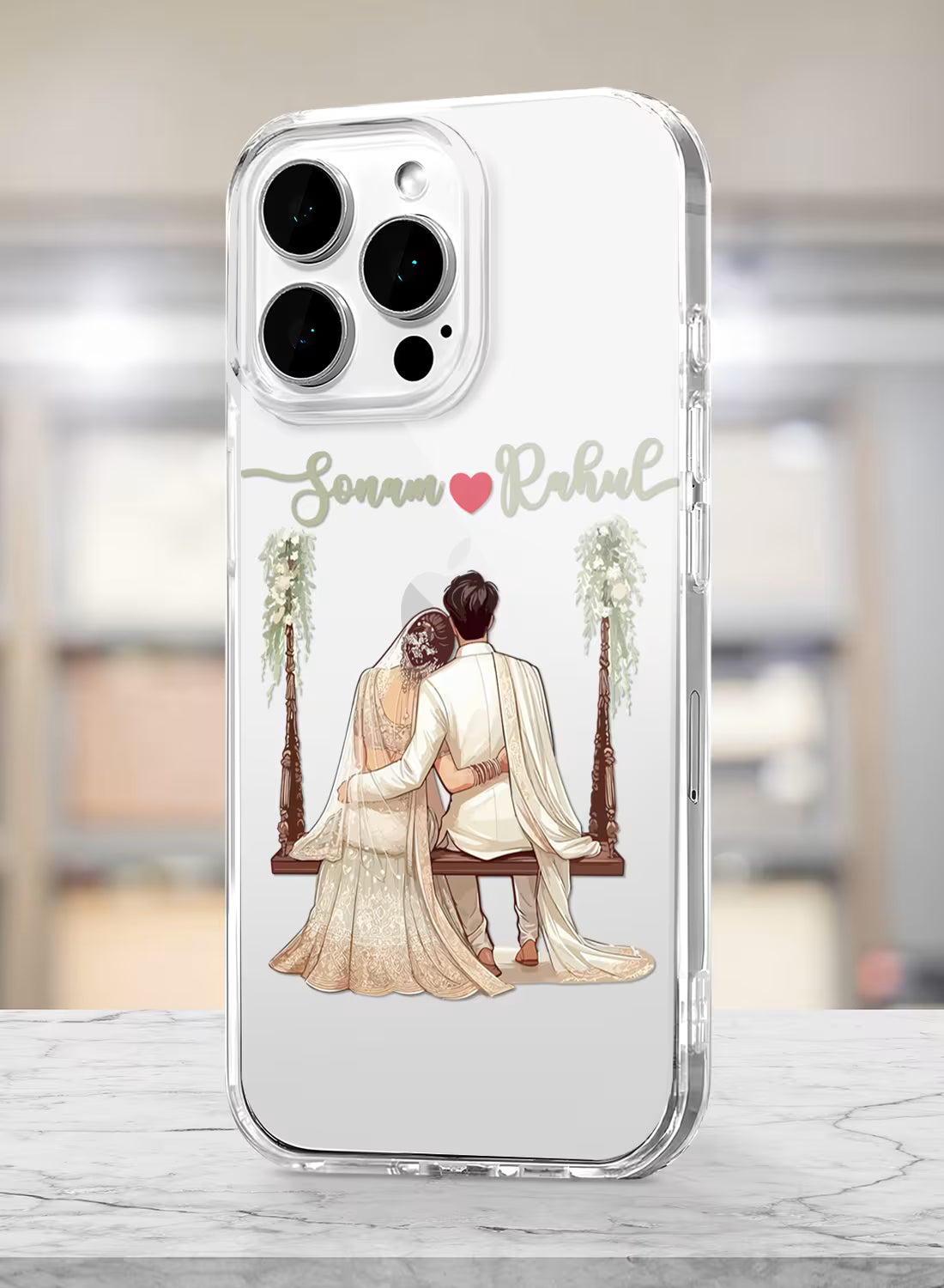 Romantic Couple Printed Clear Silicone Phone Cover